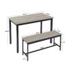Dining Table Set, Bar Table with 2 Dining Benches, Kitchen Table Counter with Chairs, Industrial for Kitchen Breakfast Table, Living Room, Party Room,