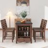 TOPMAX Counter Height 5-piece Dining Table Set with Faux Marble Tabletop, Solid Wood Table Set with Storage Cabinet and Drawer, Dark walnut