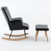 35.5 inch Rocking Chair, Soft Houndstooth Fabric Leather Fabric Rocking Chair for Nursery, Comfy Wingback Glider Rocker with Safe Solid Wood Base for