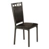 Black Finish 5pc Dinette Set Faux Marble Top Table and 4x Side Chairs Faux Leather Upholstered Metal Frame Casual Dining Room Furniture
