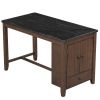TOPMAX Counter Height 5-piece Dining Table Set with Faux Marble Tabletop, Solid Wood Table Set with Storage Cabinet and Drawer, Dark walnut