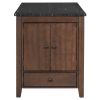 TOPMAX Counter Height 5-piece Dining Table Set with Faux Marble Tabletop, Solid Wood Table Set with Storage Cabinet and Drawer, Dark walnut