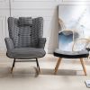 35.5 inch Rocking Chair, Soft Houndstooth Fabric Leather Fabric Rocking Chair for Nursery, Comfy Wingback Glider Rocker with Safe Solid Wood Base for
