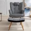35.5 inch Rocking Chair, Soft Houndstooth Fabric Leather Fabric Rocking Chair for Nursery, Comfy Wingback Glider Rocker with Safe Solid Wood Base for
