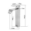 Single lever waterfall bathroom sink faucet