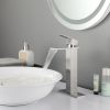 Single lever waterfall bathroom sink faucet